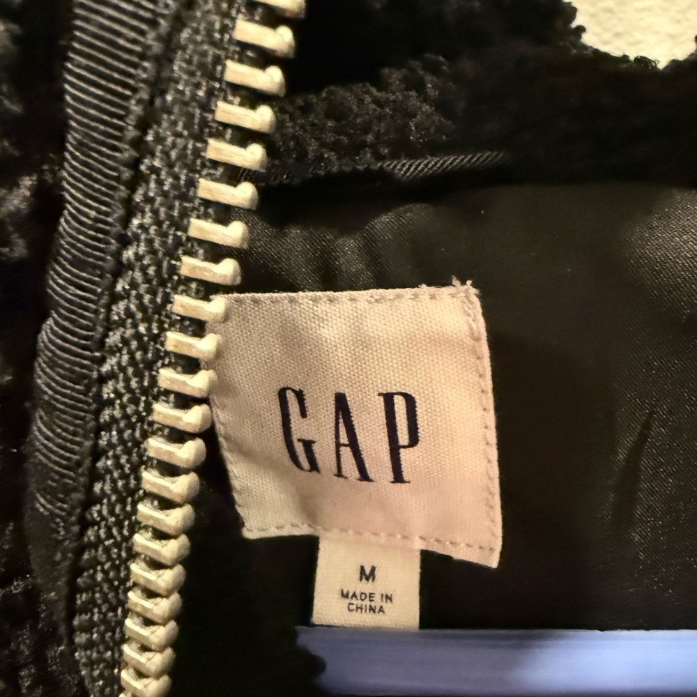 Gap Black Teddy Sherpa Fleece Zip-Up Coat - Medium - Picture 8 of 8